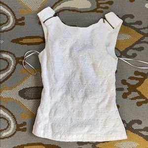 Ivory top with cutout back and shoulder zippers